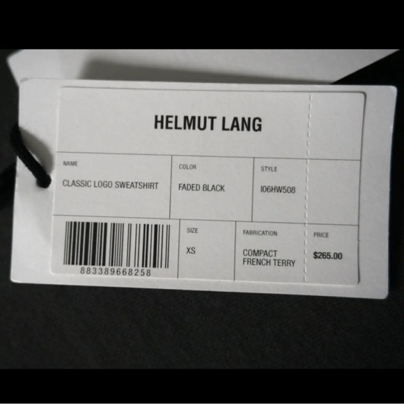 Helmut Lang Classic Logo Palm Crewneck Sweatshirt Faded Black XS NWT - Picture 3 of 7